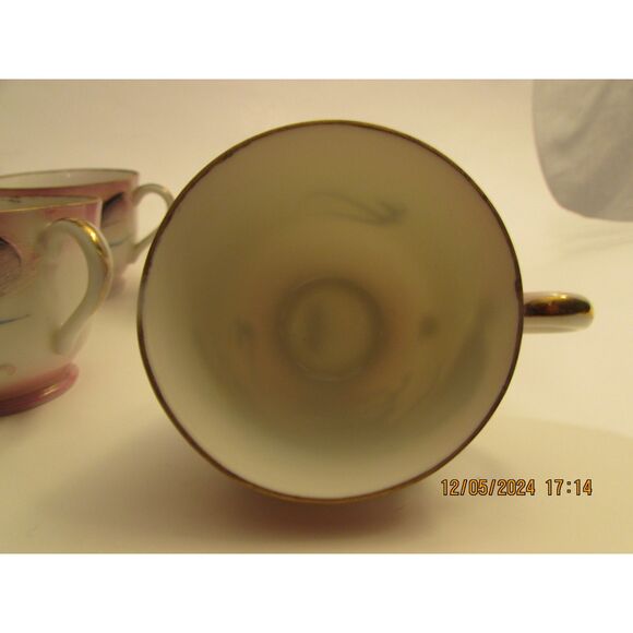 Dragon ware pink dragonware vintage set of 4 teacups moriage Japan - Picture 10 of 14